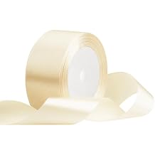 Beige Satin Ribbon, 1-1/2 Inches x 25 Yards Fabric Ribbons for Gift Wrapping, Flower Bouquet, Crafts and Wedding Party Decoration