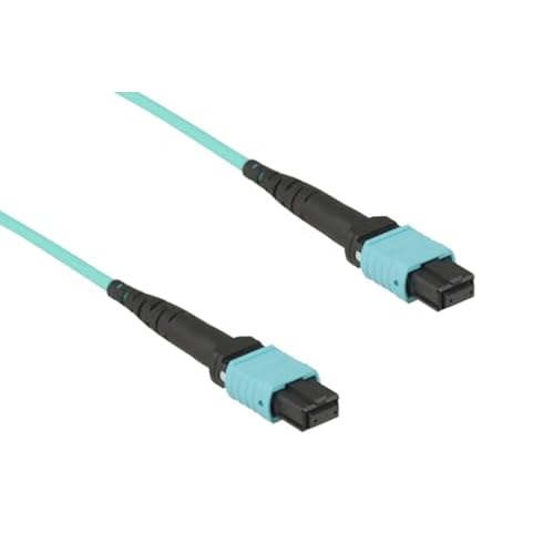 CablesAndKits MTP Cable 12-Strand Corning ClearCurve, OM3, Type B, Female Key Up to Female Key Up, OFNP, 10 Meters, 50 Micron, 12 Strands, Multimode, Aqua, UPC Polish, MTPMPO Fiber Cable