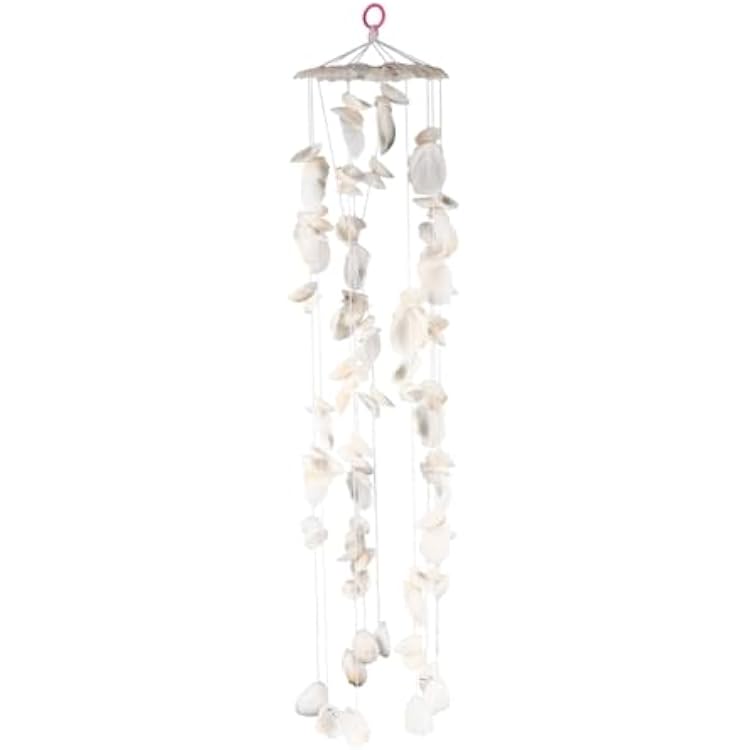 BESPORTBLE Hanging Seashell Wind Chimes Boho Shell Wind Chime White Beach Handmade Nautical for Indoor Outdoor Patio Balcony Garden White