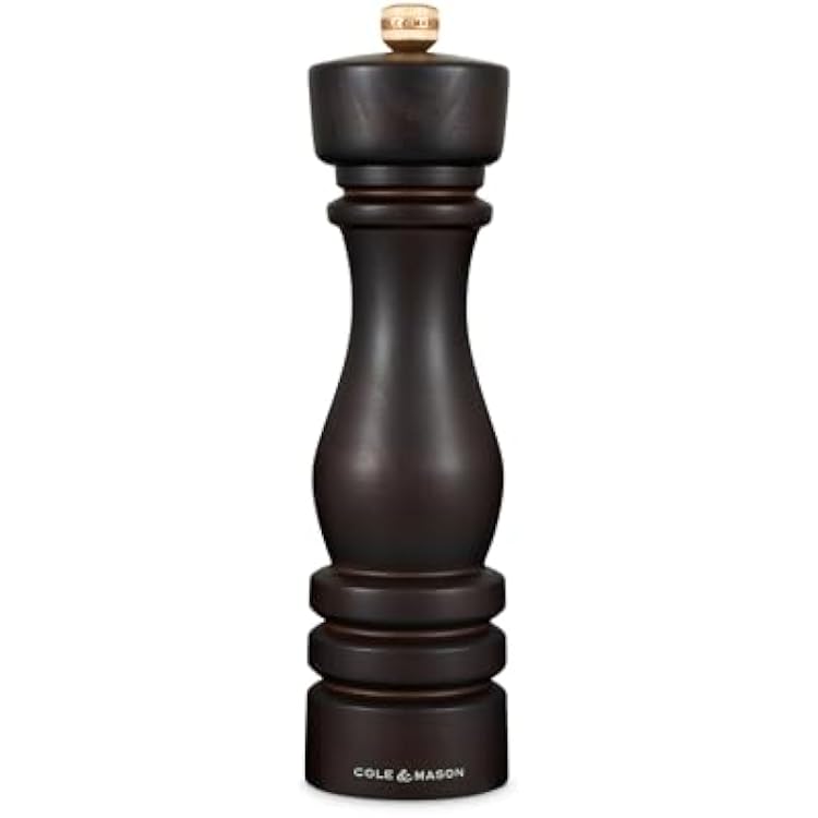 Cole & Mason London Refillable Spice Mill - Kitchen & Home Accessory - Table Salt Grinder - Salt Mill with Ceramic Mechanism - 8, Chocolate Wood