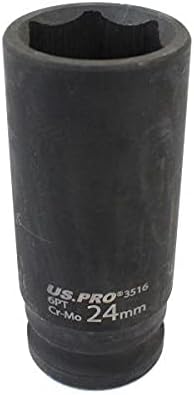US PRO 24mm 1/2 dr 6 Point Deep Impact Socket 78mm Long 3516