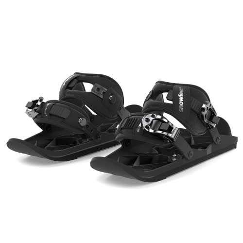 Snowfeet X - Mini Short Ski Skates for Snow Pro Version | Skis for Winter Shoes | Short Snowskates Snowblades Skiboards | The Real Original Black