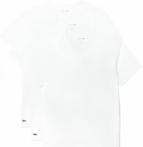 Lacoste Men's 3 Pack Lounge Cotton T-Shirts White/White/White