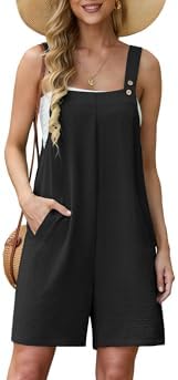 Lepunuo Rompers for Women Summer Boho Loose Fit Sleeveless Short Jumpsuits Overalls Vacation Outfits