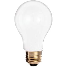 Satco S3950 25W A19 Incandescent Bulb, Frosted, E26 Base, 2 Pack, White