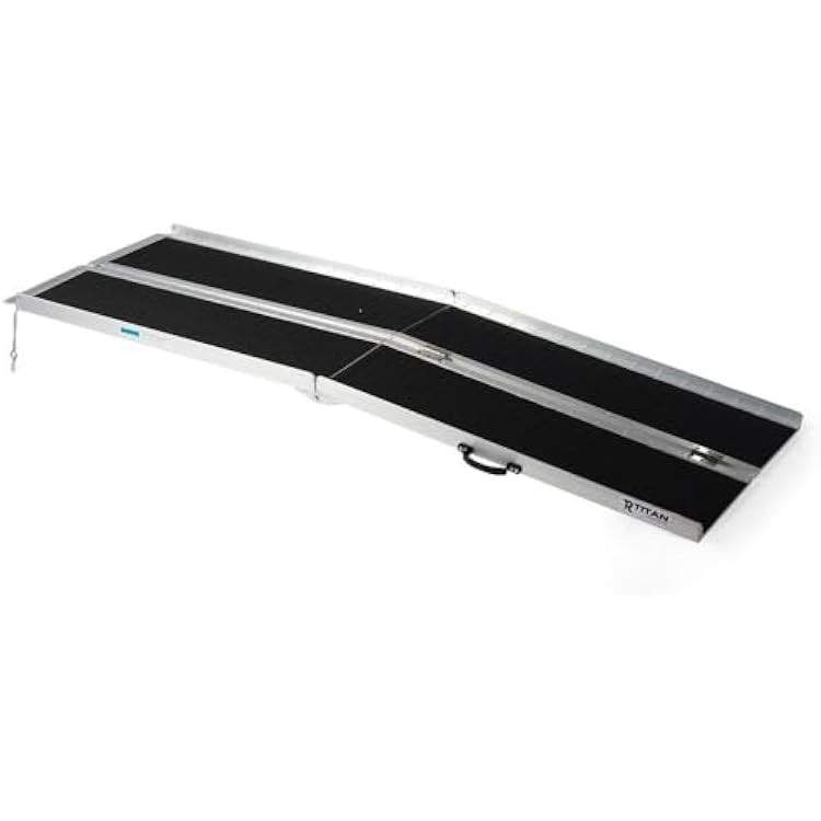 Titan Ramps 7 Folding Briefcase Aluminum Wheelchair Ramp 600 lb. Capacity Anti-Slip Threshold Entryway Home Access