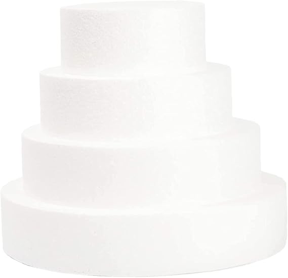 4pcs Foam Cake Model Use Gathering Fake Cake Multi-Function Dummies Practicing Foams Tier Dummy Mold for Dummy Tier s Display Baby White