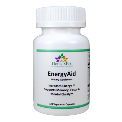 HerbSRA ENERGYAID Antioxidant Energy Support Supplement with Vitamin B6, Green Tea & CoQ10 Supports Physical Stamina, Focus & Mental Clarity 120 Vegetarian Capsules, Made in USA