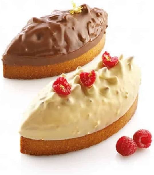 Silikomart Professional Cake MK Silicone Mold with 2 Pointed-Oval Cavities, Each 6.69 Inch x 3.14 Inch x 1.96 Inch High