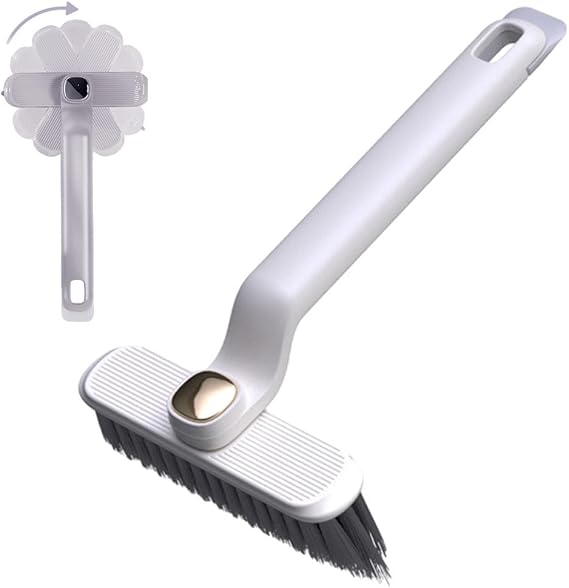 Multi-Function Rotating Crevice Cleaning Brush, 360 Degree Rotating Crevice Cleaning Brush, Hard Bristle Crevice Gap Brush, Corners Cleaning Tool for Cleaning Bathroom, Kitchens Tile Floors (White)
