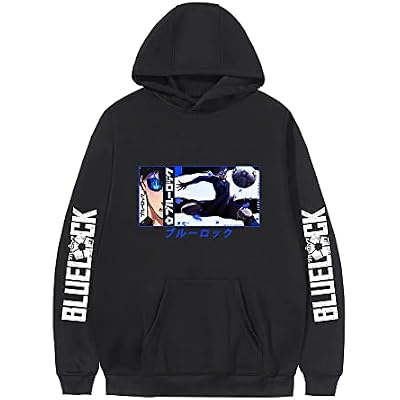 CSOCKS Anime Blue Lock Hoodie Yoichi Isagi Graphics Long Sleeve Hooded Sweatshirts Pullover for Teens Adults