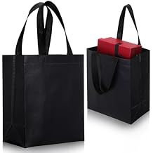 Eccliy 80 Pcs Reusable Gift Bags Set Glossy Grocery Gift Tote with Handle for Wedding, Mothers Day, Spring Event, Graduation(10 x 8 x 4.7 Inch,Black)
