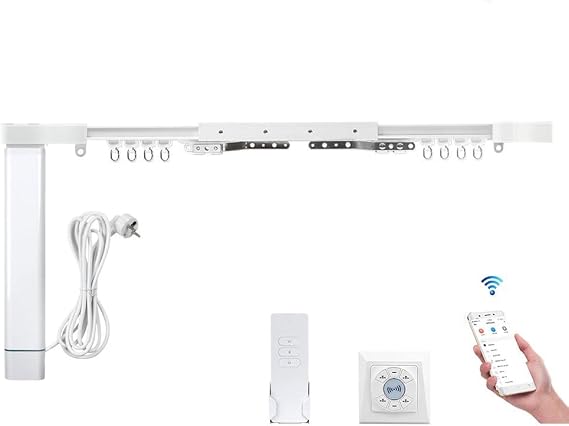 Smart Curtains System, Electric Curtain Track Works with Apple Homekit, Automatic Curtain Opener with Electric Curtain Tracks, Compatible with Alexa Google Home Apple Home (6.1M (240.1 inch))