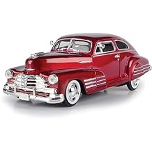 1948 Chevy Aerosedan Fleetline, Red - Motormax Premium American 73266-1/24 Scale Diecast Model Car, Unisex-Children