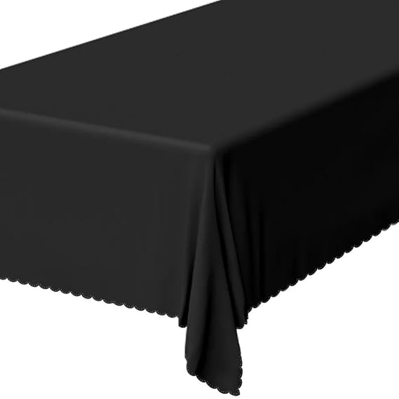 Square Tablecloth – Premium Polyester Table Cover – Spill-Resistant, Washable & Wrinkle-Free – Perfect for Dining, Garden, Parties & Events (Black, 48×48 inch (122×122 cm))