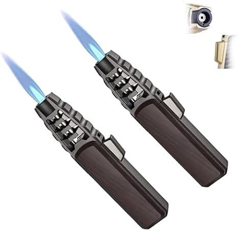 Windproof Straight Torch Blue Flame Lighter, Brightfire Torch Lighter, Butane Torch Lighter, Jet Turbine Fire Lighter Torch Black, Torch lighters Butane refillable (Black 2Pcs)
