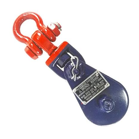 Snatch Block with a Shackle 4 Tons Working Load Limit, 4-1/2-inch Sheave Diameter for 1/2-inch Wire Rope