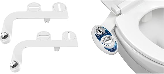 Bio Bidet by Bemis SlimEdge 2-Pack of Freshwater Attachments, White, Non-Electric & LUXE Bidet NEO 185 - Self-Cleaning, Dual Nozzle, Non-Electric Bidet Attachment for Toilet Seat, Adjustable