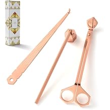 PATOISE 3-in-1 Candle Accessory Set, Wick Trimmer, Candle Snuffer, Wick Spoon, Stainless Steel Material Perfect for Candle Lovers(Rose Gold)