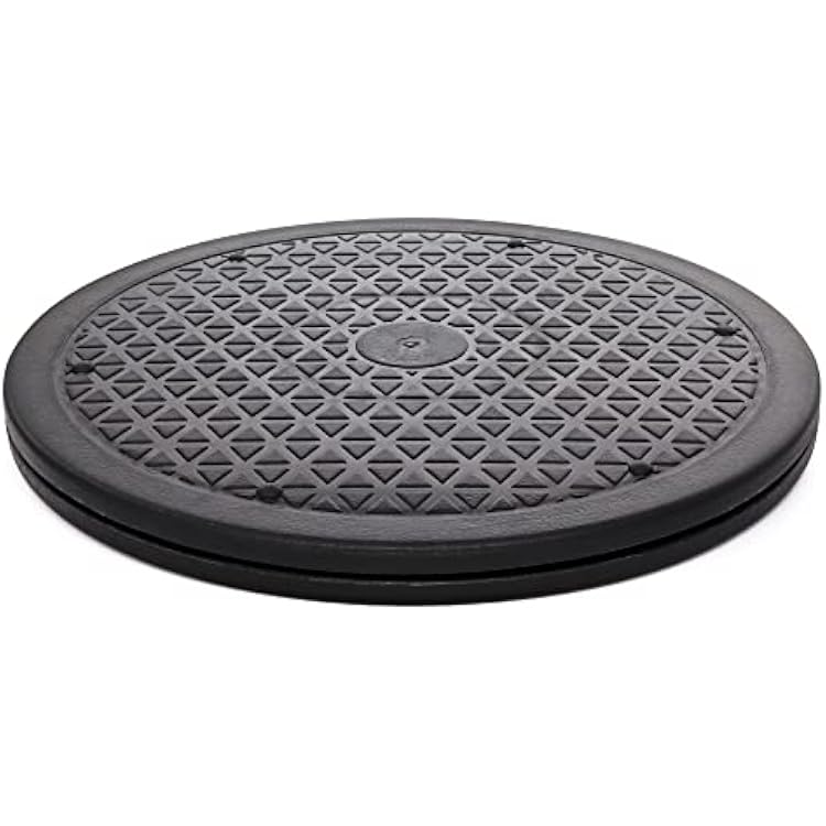 2 Pack 12 Inch Lazy Susan Turntable Organizer, Non Skid Large Lazy Susan Turntable for Cabinet, Computer or Laptop, Plastic Turn Table, Black - by RamPro