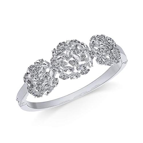 Charter Club Silver-Tone Crystal Cluster Bangle Bracelet