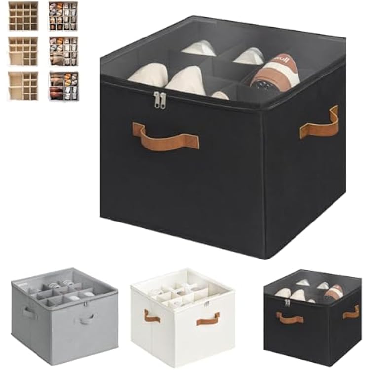 Fabric Shoe Organizer Storage Box, 2025 Upgraded Shoe Storage, Fits Up To 16 Pairs, Shoe Cubby Storage Containers With Adjustable, For Boots Heels Sneakers Black