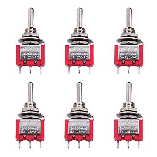 mxuteuk 6pcs Momentary Mini Miniature Toggle Switch 3 Terminal 3 Position SPDT ONOffON for Car Dash Dashboard 5A 125V 2A 250V MTS-123