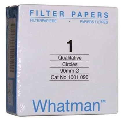 Whatman 1001090 Quantitative Filter Paper Circles, 11 Micron, 10.5 s/100mL/sq inch Flow Rate, Grade 1, 90mm Diameter (Pack of 100)