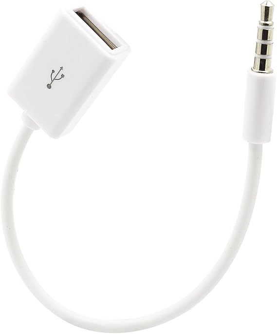Cable 3.5mm Male to USB Female, USB to Aux Cable 3.5mm Converter Cable for Devices with AUX
