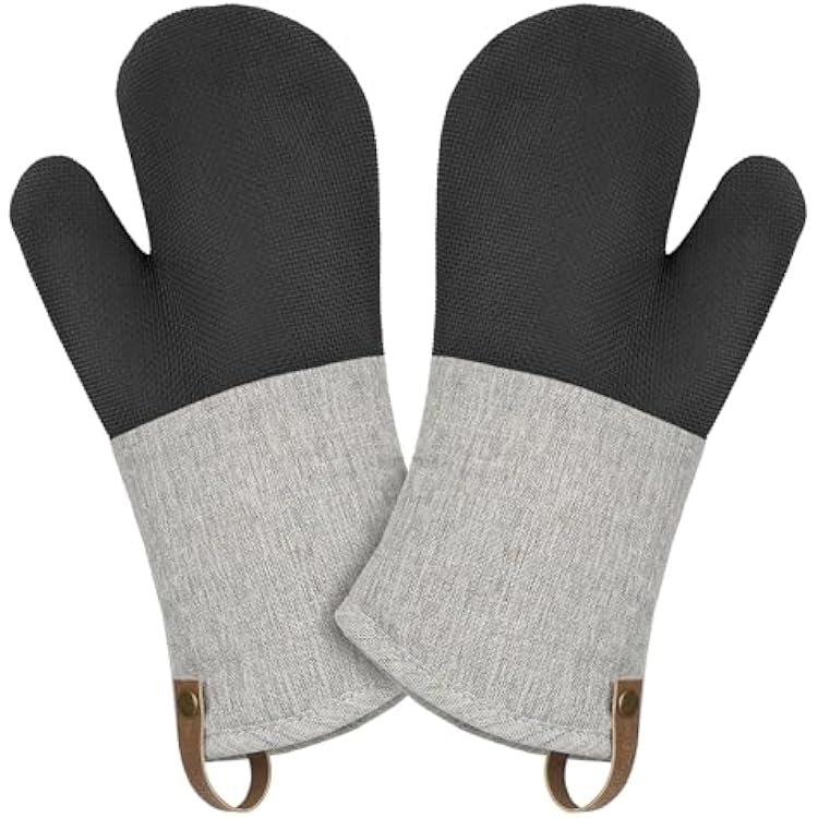 Cuisinart Heritage Kitchen Oven Mitts Heat-Resistant Kitchen Mitts for Oven with Non-Slip Neoprene Palm, Long Cuff, and Cotton Filling Durable Oven Gloves for Cooking, Baking, Grilling