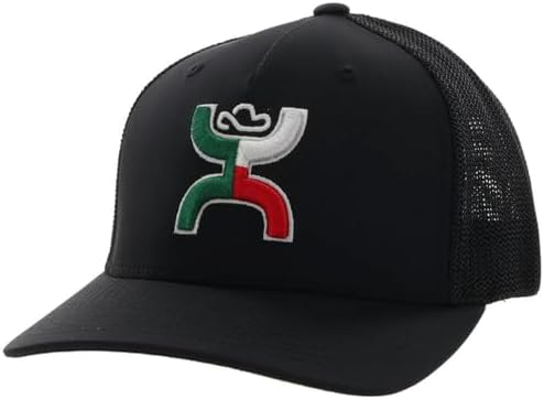 HOOEY Boquillas Flexfit Trucker Hat for Men Adjustable Snapback Mesh Baseball Cap - Western Hat with Mexican Flag Design