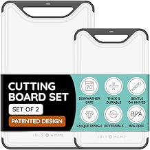 Cutting Boards for Kitchen, Plastic Cutting Board Set of 2, Dishwasher Safe Cutting Boards w/Juice Grooves for Meat, Veggies, Easy Grip Handle, Easy Grip Handle