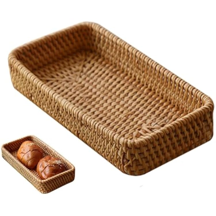 Pilarmuture Serving Vanity Tray,Rattan Bathroom Vanity Tray,Serving Vanity Basket,Bathroom Tray for Countertop,Sturdy Storage Basket for Dressing Table,Shelves,Desk Top,Cabinet,Nightstand