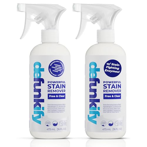 Laundry Stain Remover Spray, 32oz. Enzyme Free & Clear Stain Treater Spray & Spot Remover Prewash Detergent for Clothes, Carpet & Gear. ProvenSafeTM Cleaning Supply for Pets, Kids & Sensitive Skin