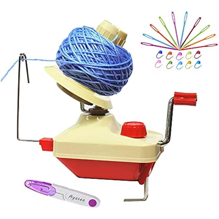 Yarn Ball Winder, Hands Operated Swift Yarn Fiber String Ball Wool Winder Machines for Family10PS Knitting Stitch Markers10PS Plastic Needles1PS Scissors22