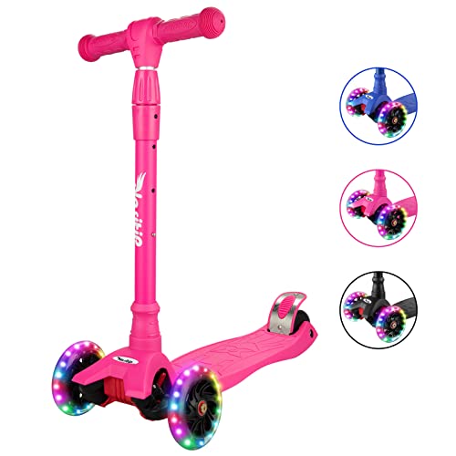 Scooters for Kids Ages 3-5, Kick Scooter for Boys Girls, 4 Adjustable Height, AEBC-9 Bearing, 3 Light Up Wheels, Lean to Steer, Outdoor Activities for Toddlers from 3 to 12 Years Old, Deep-Black