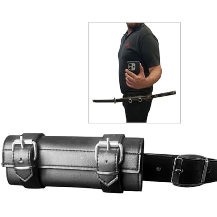 Katana Belt Holder - Samurai Sword Holster - Medieval Two Buckle Ninja Slayer Swords Sheath - Cosplay Costume Black