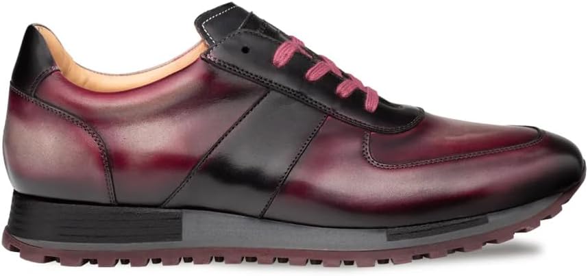 Mezlan Latini Multi-Tone Sneaker Mens Patina Calfskin Tri-Color Luxury Sneaker with Rubber Sport Sole Handmade in Spain