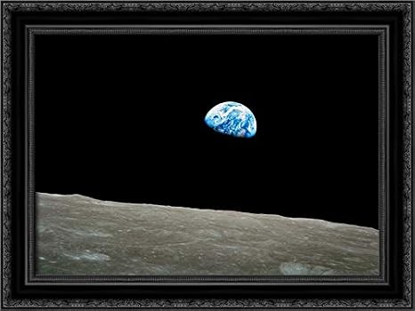 Earthrise, Apollo 8, December 24, 1968 24x19 Black Ornate Wood Framed Canvas Art by NASA