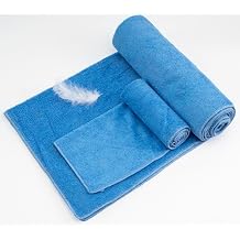 Yoga Towel, Non Slip Hot Yoga Mat Towel with Corner Pockets, Sized 25"x73", 100% Microfiber Sweat Absorbent, Perfect for Hot Yoga, Bikram, Pilates and Yoga Mats (Blue)