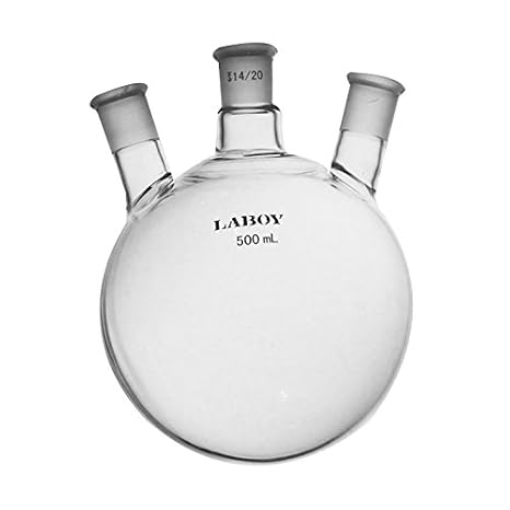 Laboy 3-Neck Round-Bottom Flask, 500mL, 14/20 Outer Joints