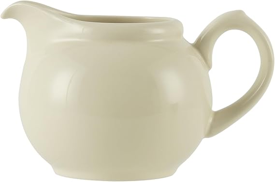Ceramics Milk Jug,Porcelain Coffee Milk Jug with Handle for Home and Kitchen - 350ml (Ivory)