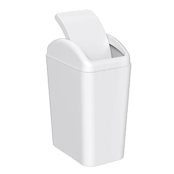 4.2 Gallon Plastic Trash Can with Swing Top Lid, Compact Garbage Can Fit Under Tables & CountersWhite