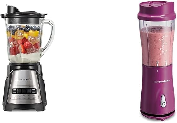 Hamilton Beach Power Elite Wave Action blender-for Shakes & Smoothies & Portable Blender for Shakes and Smoothies with 14 Oz BPA Free Travel Cup and Lid