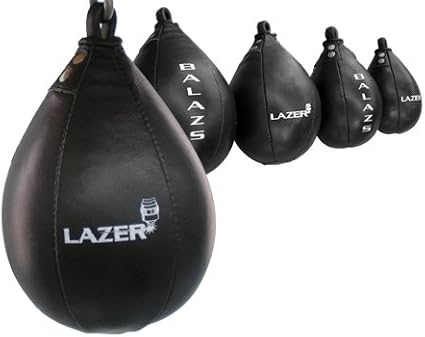 Balazs Lazer Speed Bag Genuine Leather | Speed Bag for Boxing Training | Reflex & Hand-Eye Coordination | No-Lace No-Welt