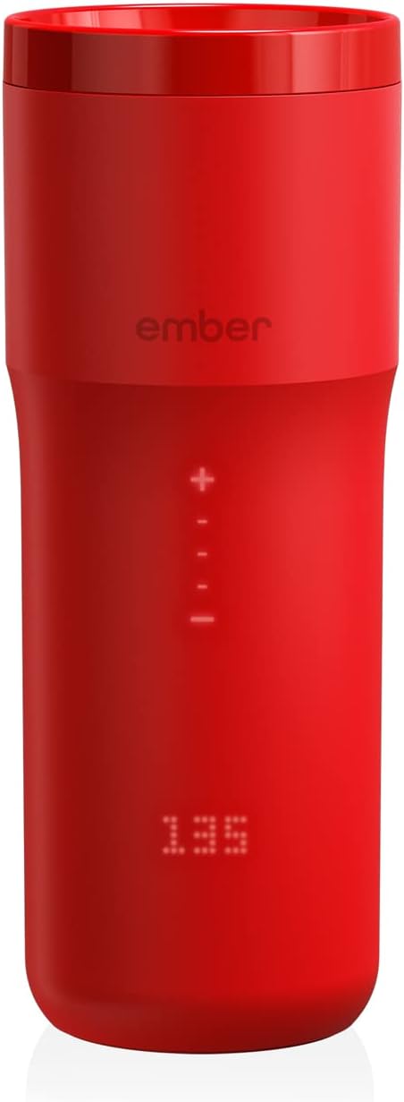 Ember Temperature Control Travel Mug 2, 12 Oz, App-Controlled Heated Coffee Mug with 3-Hour Battery Life and Improved Design, (PRODUCT) RED