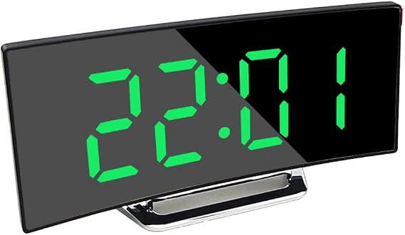 Digital Alarm Clock Bedside,LED Bedside Clock with 7" Curved Screen,Snooze,2 Levels of Brightness,Night Light,USB Charging Port,12/24 Hr,for Heavy Sleepers,Travel,Bedroom,Office Best Festival Gift
