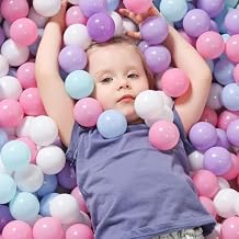 TRENDBOX Ball Pit Balls 100 - Macaron Colors Balls for Ball Pit, Play Tent Baby Playhouse Pool Birthday Party Decoration (B-Purple, Pink, Blue& White)