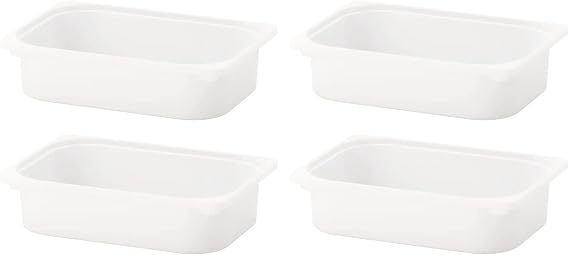 I-K-E-A 4x TROFAST Storage Box,White Container 16 ½x11 ¾x4 ''