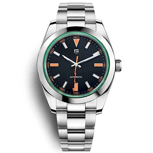 HaiQin Pagani Design 1733 Automatic Watches for Men Japan Self Winding Movement Green Glass Lightning Pointer Stianless Steel Band 100M Waterproof Men 40mm Mechanical Watch